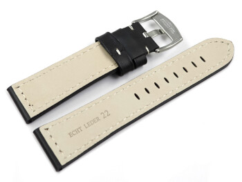 Bracelet de montre cuir à boucle ardillon large - noir 18mm