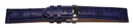 Bracelet de montre - Autruche véritable - bleu foncé 22mm Dorée