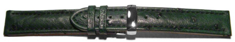 Bracelet de montre - Autruche véritable - vert foncé 18mm Dorée