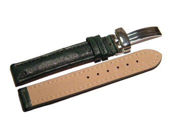 Bracelet de montre - Autruche véritable - vert foncé 22mm Acier