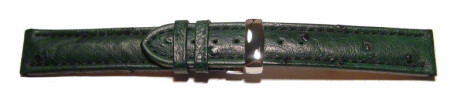 Bracelet de montre - Autruche véritable - vert foncé 22mm Dorée