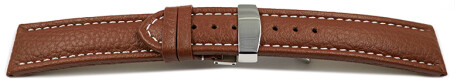 Bracelet de montre - cuir de veau grainé - marron 18mm Dorée