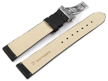 Bracelet de montre - peau de cerf véritable - noir - 22mm Acier