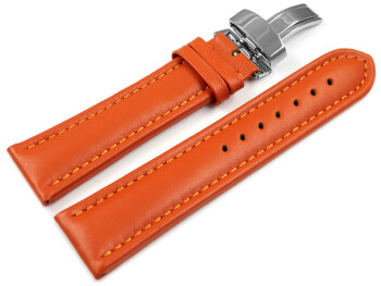 Bracelet de montre - cuir de veau lisse - orange 18mm Acier