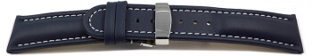 Bracelet de montre - cuir de veau lisse - bleu foncé 22mm...