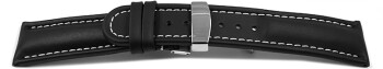 Bracelet de montre - cuir de veau lisse - noir 22mm Acier
