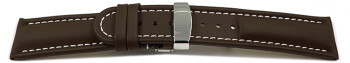 Bracelet de montre - cuir de veau lisse - marron foncé 22mm Acier