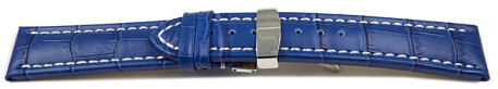 Bracelet de montre - cuir de veau - grain croco - bleu 24mm Acier