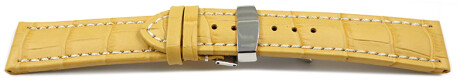 Bracelet de montre - cuir de veau - grain croco - jaune 20mm Acier