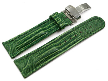 Bracelet de montre - cuir de veau véritable - téju - vert 22mm Dorée