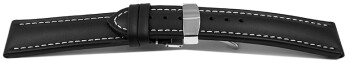 Bracelet de montre - cuir de veau lisse - noir - XXL 18mm...