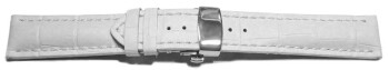 Boucle déployante papillon- rembourrage épais-croco-blanc 24mm Acier