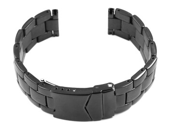 Bracelet montre métal-acier inox-massif-noir poli 22mm