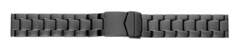 Bracelet montre métal-acier inox-massif-noir mat-24mm