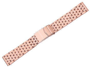 Bracelet montre acier inox massif-7 mailles-plaqué or rose-22mm