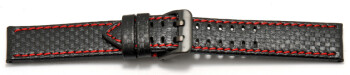 Bracelet montre - cuir noir - gaufrage façon carbone -...