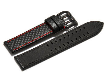 Bracelet montre - cuir noir - gaufrage façon...
