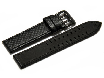 Bracelet montre cuir noir gaufrage façon carbone...