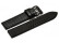 Bracelet montre - cuir noir - gaufrage façon carbone - double ardillon noir - couture noire