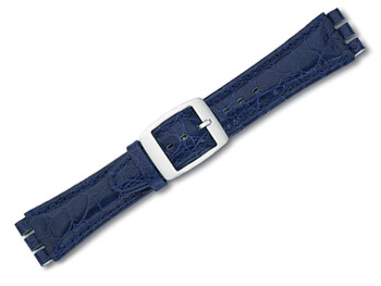 Bracelet-montre pour les montres Swatch-cuir-19/20 mm - bleu