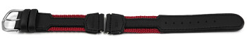 Bracelet montre Casio p. AQ-150WB, AQ-150WB-4BV cuir noir / textil rouge