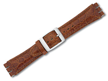 Bracelet-montre pour les montres Swatch-cuir-19/20 mm -brun