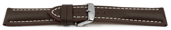 Bracelet de montre - rembourrage épais - lisse - marron foncé - surpiqué - 23mm Dorée