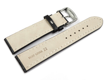 Bracelet de montre - rembourrage épais - grain croco - noir - 23mm Acier