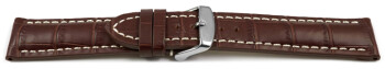 Bracelet de montre - rembourrage épais - grain croco - marron foncé - 19, 21, 23 mm