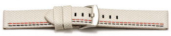 Bracelet-montre - ardillon large - high-tech - aspect textile - blanc - couture rouge et noire 20mm 22mm 24mm 26mm