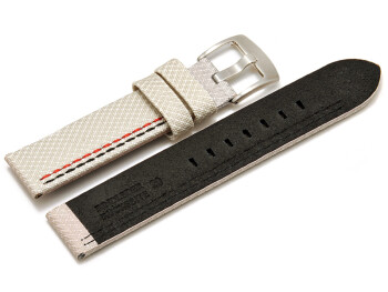 Bracelet-montre - ardillon large - high-tech - aspect textile - blanc - couture rouge et noire 20mm 22mm 24mm 26mm