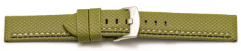 Bracelet-montre - ardillon large - high-tech - aspect textile - vert - couture noire et blanche 20mm 22mm 24mm 26mm