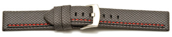 Bracelet-montre - ardillon large - high-tech - aspect textile - gris - couture rouge et noire