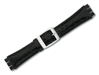 Bracelet-montre pour les montres Swatch-cuir-19/20 mm - noir
