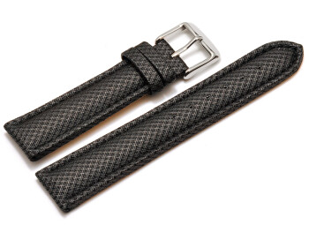 Bracelet-montre - rembourré - matériau high-tech - aspect textile - gris foncé 18mm Acier