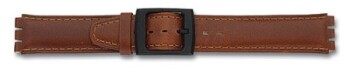 Bracelet-montre pour les montres Swatch - cuir - 17 mm - brun