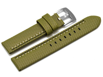 Bracelet-montre - ardillon large - high-tech - aspect textile - vert - couture noire et blanche 20mm