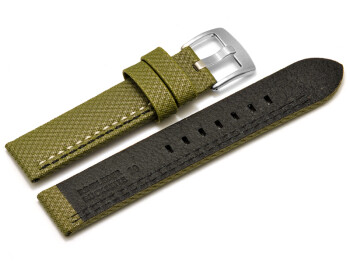 Bracelet-montre - ardillon large - high-tech - aspect textile - vert - couture noire et blanche 26mm