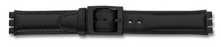 Bracelet-montre pour les montres Swatch - cuir - 17 mm - noir