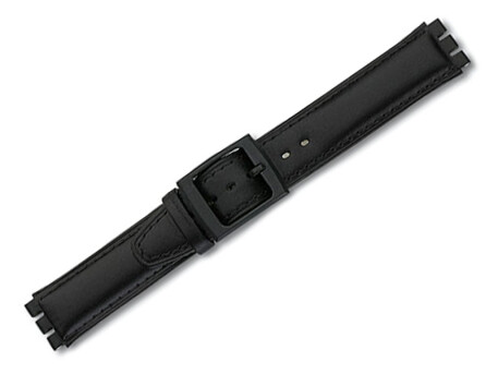 Bracelet-montre pour les montres Swatch - cuir - 17 mm - noir
