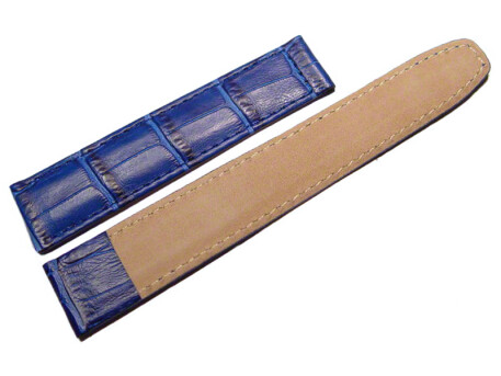 Cuir de veau vritable - grain crocodile - bleu