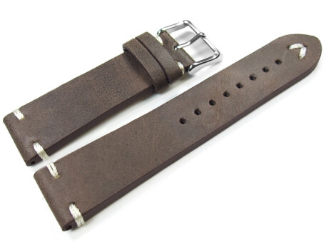 Bracelet montre cuir - Modèle  Rustique - marron foncé