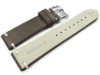 Bracelet montre cuir - Modèle  Rustique - marron foncé