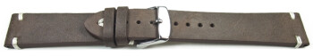 Bracelet montre cuir - Modèle  Rustique - marron foncé...