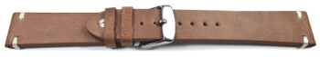 Bracelet montre cuir - Modèle  Rustique - marron 18mm Acier