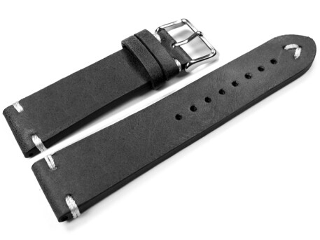 Bracelet montre cuir - Modèle  Rustique - noir