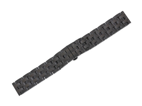 Bracelet montre à déployante papillon - acier inox massif noir - 18, 20, 22mm