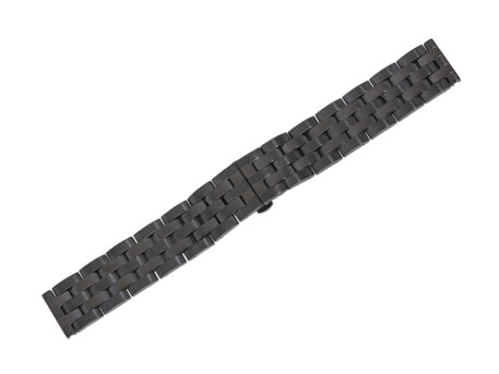 Bracelet montre  dployante papillon - acier inox massif noir - 18, 20, 22mm