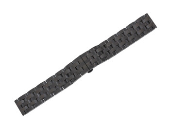 Bracelet montre à déployante papillon - acier inox massif noir - 18, 20, 22mm