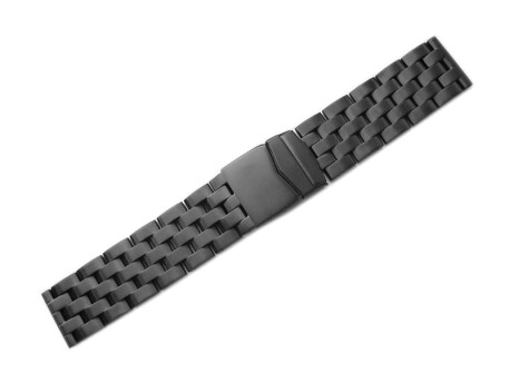 Bracelet montre - acier inox massif -5 mailles, noir - 24mm, 26mm